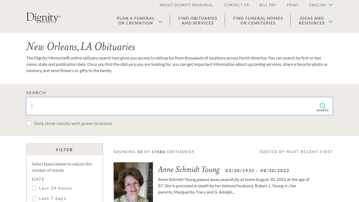 New Orleans, LA Obituaries Online | Find New Orleans Obituaries